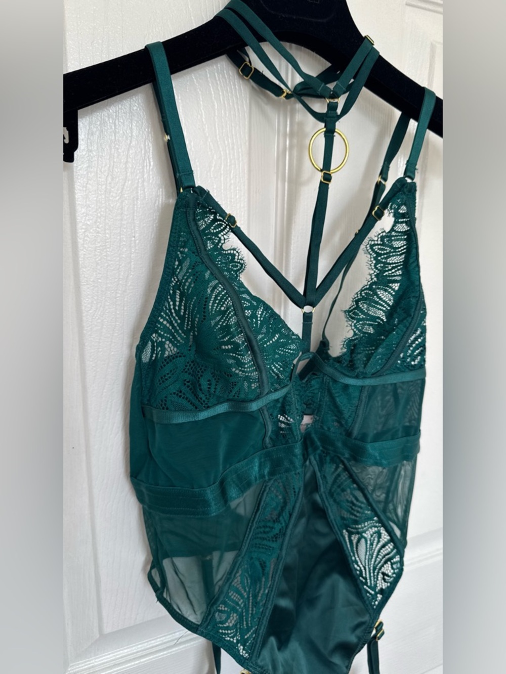 Emerald Green Lace Strappy Bodysuit NWT (S)